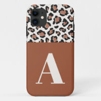 Leopard print initial typography modern terracotta