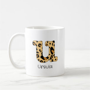 Leopard Print Initial u Lowercase and Name Coffee Mug