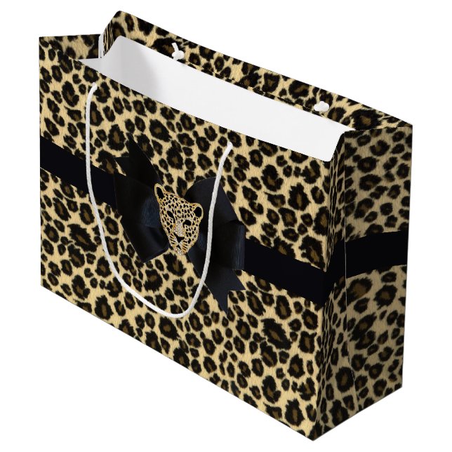 Leopard Print Large Gift Bag (Front Angled)