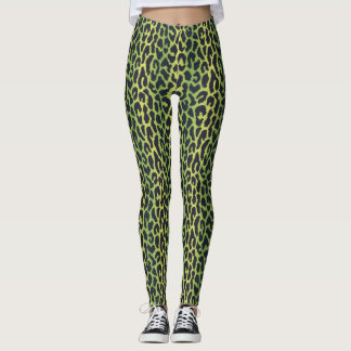 Leopard Print Leggings in Jungle Green