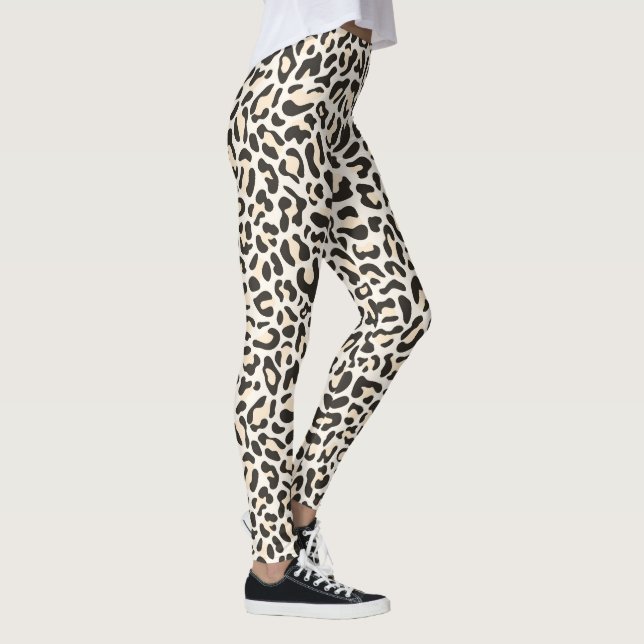 Leopard Print Leggings Light Pink and Black (Right)