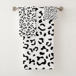 Leopard Print, Leopard Spots, Black And White Bath Towel Set