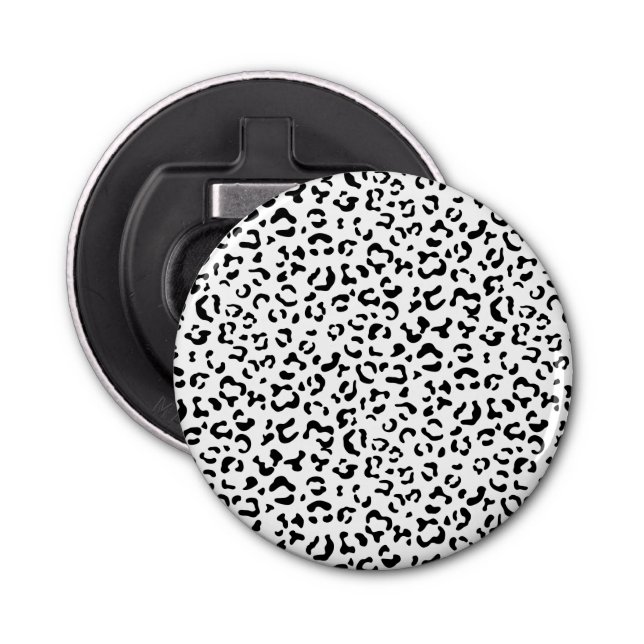 Leopard Print, Leopard Spots, Black And White Bottle Opener (Front)