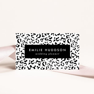 Leopard Print, Leopard Spots, Black And White Business Card
