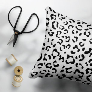 Leopard Print, Leopard Spots, Black And White Decorative Cushion