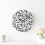 Leopard Print, Leopard Spots, Black And White Large Clock<br><div class="desc">Elegant,  stylish and sophisticated leopard pattern in black and white colour. Modern and trendy gift,  perfect for the animal print lover in your life.</div>