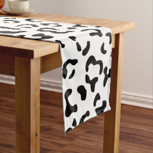 Leopard Print, Leopard Spots, Black And White Medium Table Runner