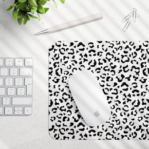Leopard Print, Leopard Spots, Black And White Mouse Pad