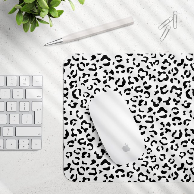 Leopard Print, Leopard Spots, Black And White Mouse Pad (Creator Uploaded)