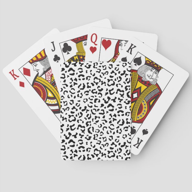 Leopard Print, Leopard Spots, Black And White Playing Cards (Back)