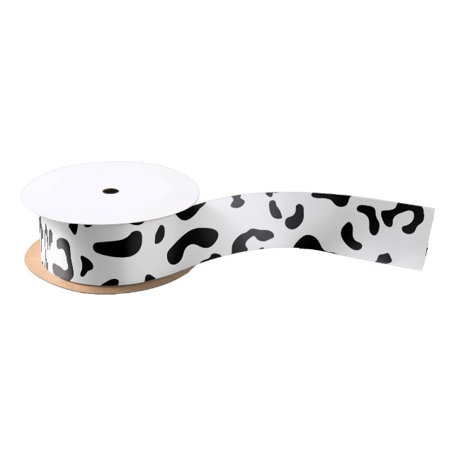 Leopard Print, Leopard Spots, Black And White Satin Ribbon (Spool)
