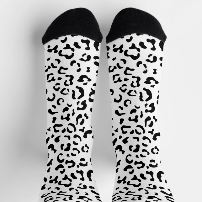 Leopard Print, Leopard Spots, Black And White Socks (Top)