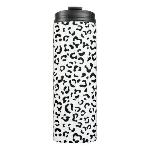 Leopard Print, Leopard Spots, Black And White Thermal Tumbler