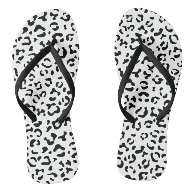 Leopard Print, Leopard Spots, Black And White Thongs (Footbed)