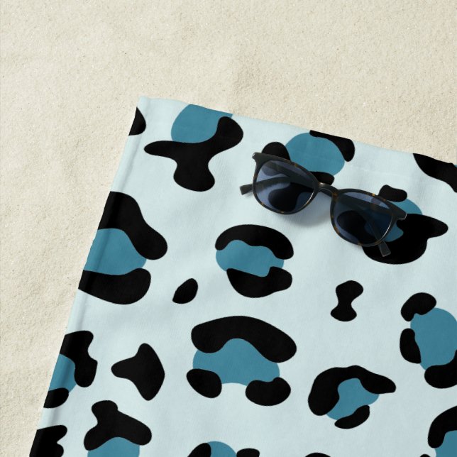 Leopard Print, Leopard Spots, Blue Leopard Beach Towel (In Situ)