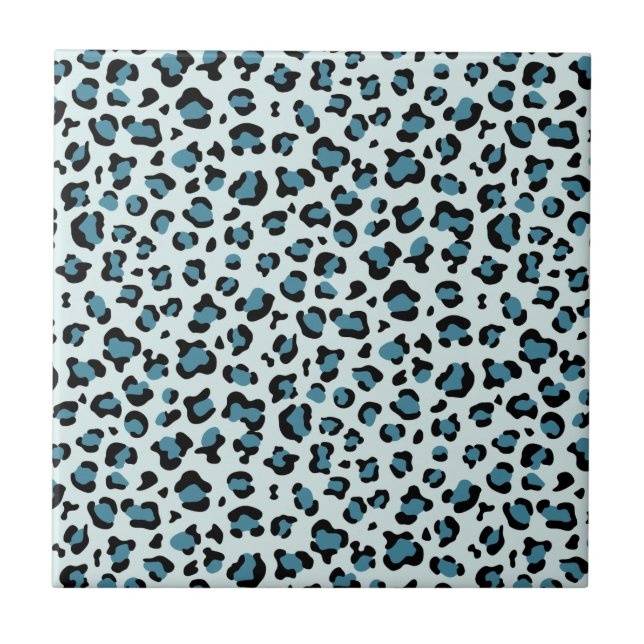 Leopard Print, Leopard Spots, Blue Leopard Ceramic Tile (Front)