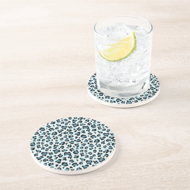 Leopard Print, Leopard Spots, Blue Leopard Coaster (Side)