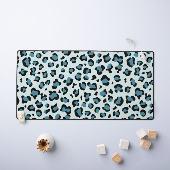 Leopard Print, Leopard Spots, Blue Leopard Desk Mat (Kids Table)