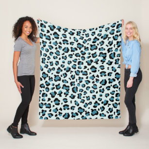 Leopard Print, Leopard Spots, Blue Leopard Fleece Blanket