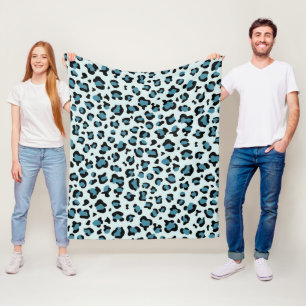 Leopard Print, Leopard Spots, Blue Leopard Fleece Blanket