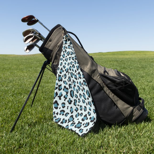 Leopard Print, Leopard Spots, Blue Leopard Golf Towel (Green)