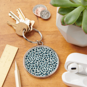 Leopard Print, Leopard Spots, Blue Leopard Key Ring