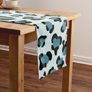 Leopard Print, Leopard Spots, Blue Leopard Medium Table Runner