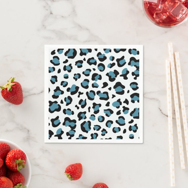 Leopard Print, Leopard Spots, Blue Leopard Napkin (Insitu)