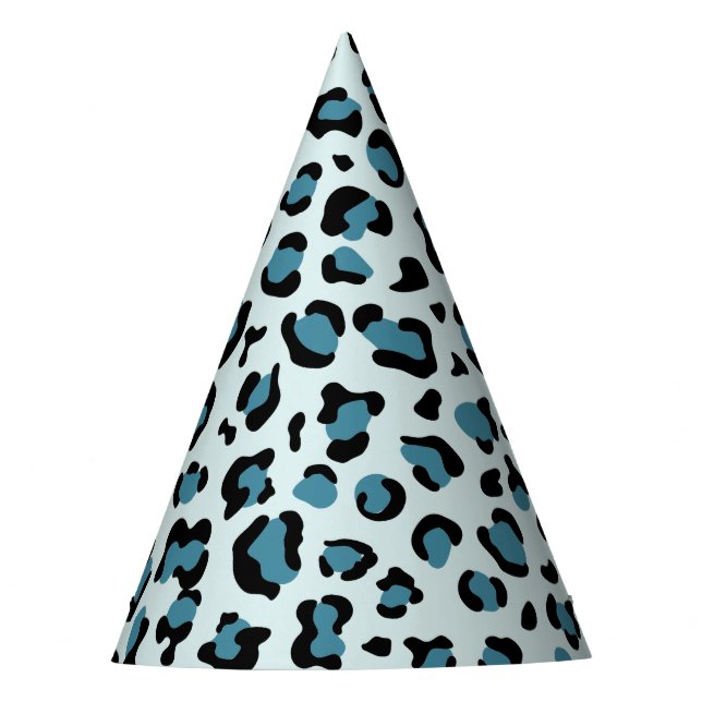 Leopard Print, Leopard Spots, Blue Leopard Party Hat (Front)