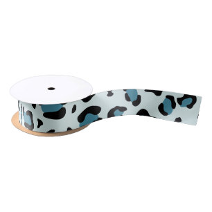 Leopard Print, Leopard Spots, Blue Leopard Satin Ribbon