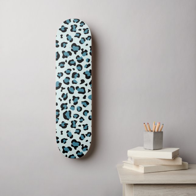 Leopard Print, Leopard Spots, Blue Leopard Skateboard (Wall Art)