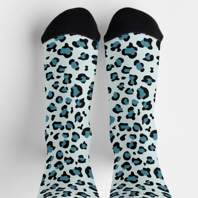 Leopard Print, Leopard Spots, Blue Leopard Socks (Top)