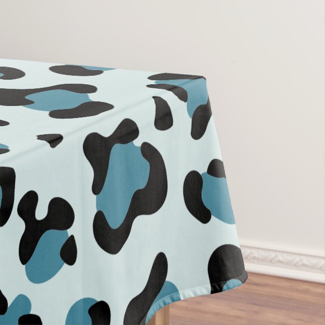 Leopard Print, Leopard Spots, Blue Leopard Tablecloth (In Situ)