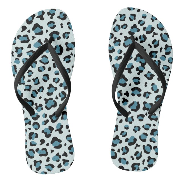 Leopard Print, Leopard Spots, Blue Leopard Thongs (Footbed)