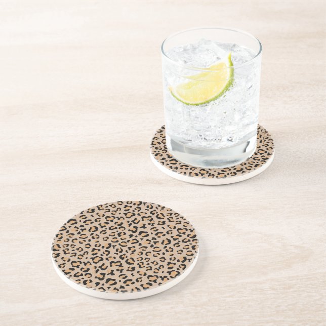 Leopard Print, Leopard Spots, Brown Leopard Coaster (Side)