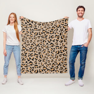 Leopard Print, Leopard Spots, Brown Leopard Fleece Blanket