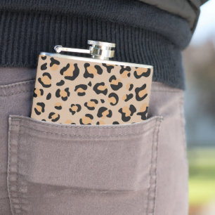 Leopard Print, Leopard Spots, Brown Leopard Hip Flask