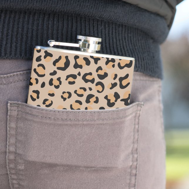 Leopard Print, Leopard Spots, Brown Leopard Hip Flask (In Situ)