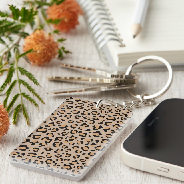 Leopard Print, Leopard Spots, Brown Leopard Key Ring (Front Right)