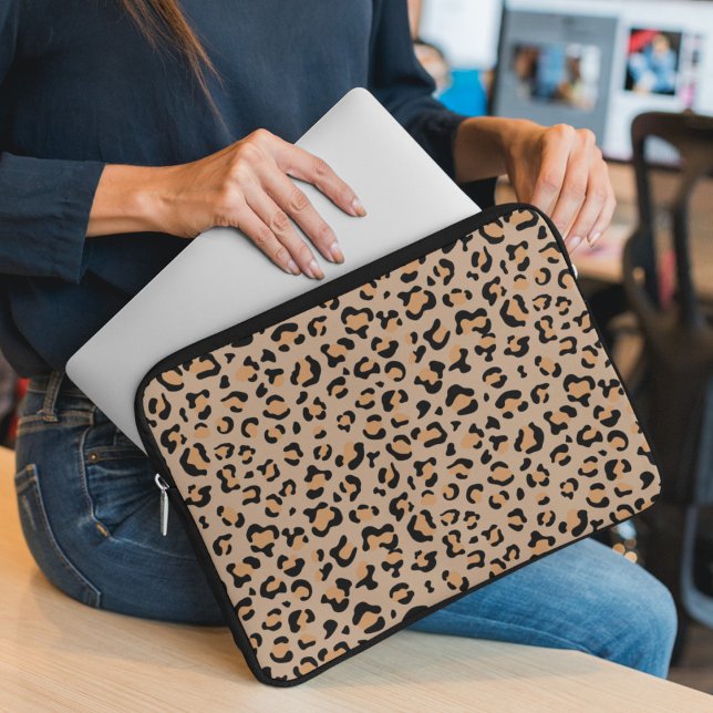Leopard Print, Leopard Spots, Brown Leopard Laptop Sleeve (Creator Uploaded)