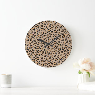 Leopard Print, Leopard Spots, Brown Leopard Large Clock