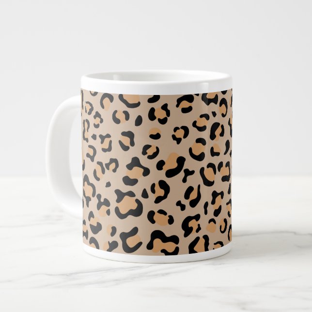 Leopard Print, Leopard Spots, Brown Leopard Large Coffee Mug (Front Left)