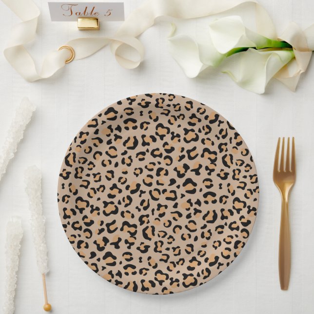 Leopard Print, Leopard Spots, Brown Leopard Paper Plate (Wedding)