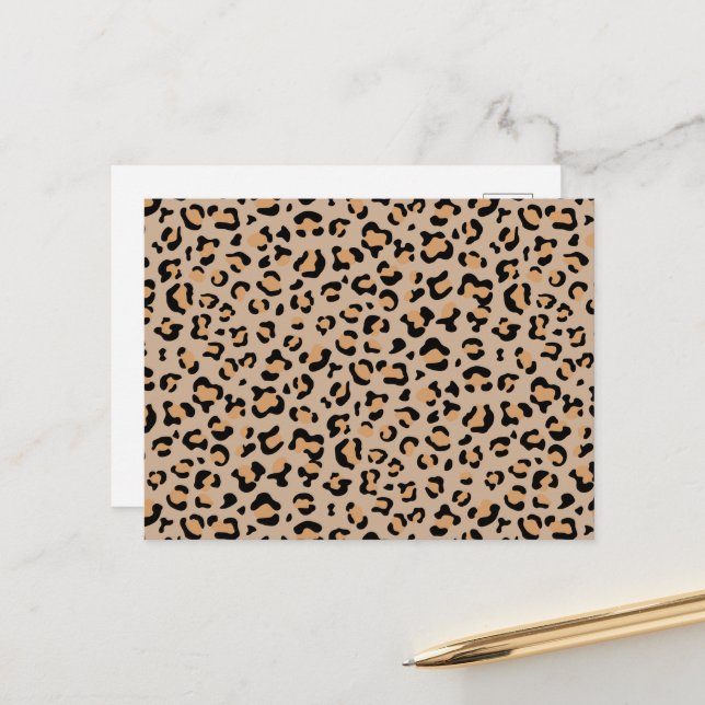 Leopard Print, Leopard Spots, Brown Leopard Postcard (Front/Back In Situ)
