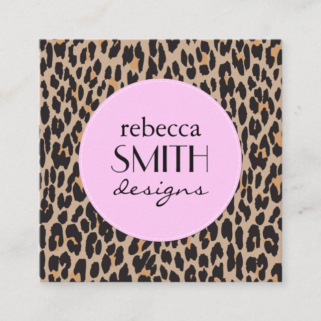 Leopard Print, Leopard Spots, Brown Leopard Square Business Card (Front)
