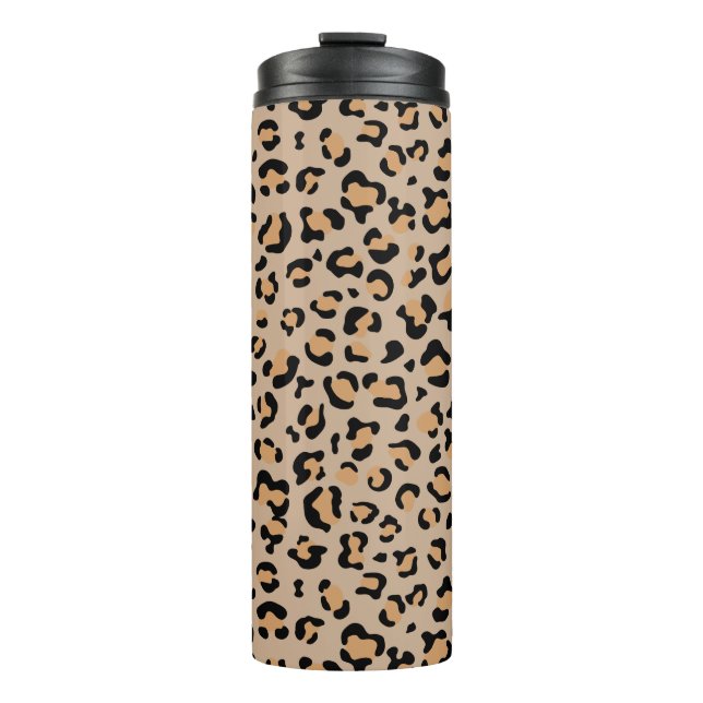 Leopard Print, Leopard Spots, Brown Leopard Thermal Tumbler (Front)