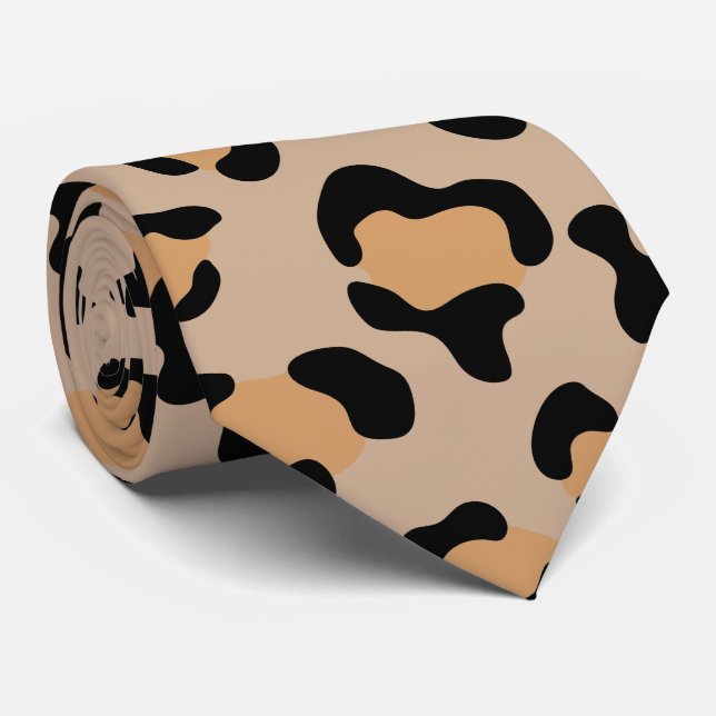 Leopard Print, Leopard Spots, Brown Leopard Tie (Rolled)