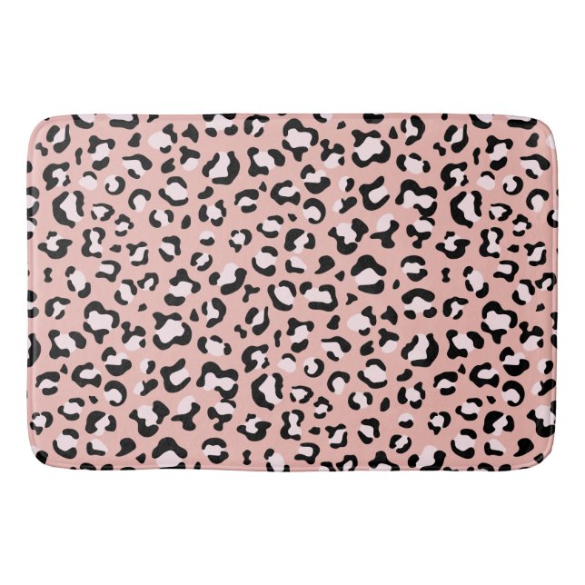 Leopard Print, Leopard Spots, Pink Leopard Bath Mat (Front)