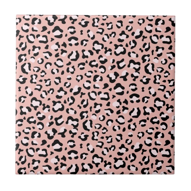 Leopard Print, Leopard Spots, Pink Leopard Ceramic Tile (Front)