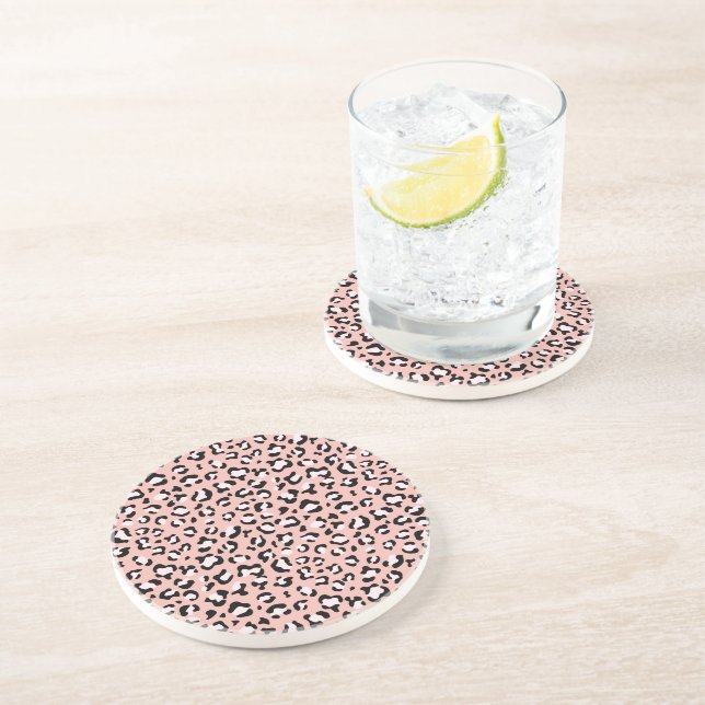 Leopard Print, Leopard Spots, Pink Leopard Coaster (Side)